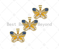 Enamel Colorful Butterfly Shape Pendant,CZ Micro Pave Enamel 18K Gold Pendant,Enamel Jewelry,18x12mm,Sku#LK297