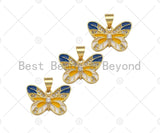 Enamel Colorful Butterfly Shape Pendant,CZ Micro Pave Enamel 18K Gold Pendant,Enamel Jewelry,18x12mm,Sku#LK297