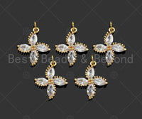 Gold Filled Big Clear CZ Micro Pave Clover Shape Pendant,14K Gold Filled Clover Charm, Necklace Bracelet Pendant,16x19mm,Sku#CP29