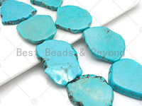 Turquoise in Flat Irregular Shape, Natural Howlite Pendant, Dyed Blue Howlite, 47mm, Sku#U1054