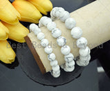 Matt White Howlite Stretchy Bracelet, Sku#EF38