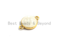 100% Natural White Shell Round Connector with Gold/Silver Finish, White Mother of Pearl Shell Connector, 10x15mm,SKU#Z279