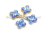 100% Natural Royal Blue Color Clover Shell Charm in Gold/Silver Finish, Blue Shell Pendant, Shell Charm, 10x13mm,SKU#Z330