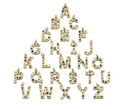 Gold Colorful Baguette CZ Initial Charm, sku#F1524