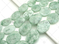 Natural Green Angelite Flat Oval,25x35mm/30x40mm Flat Oval Smooth Gemstone Beads, Green Angelite, 15.5"Full Strand, sku#U985