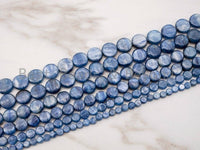 High Quality Natural Kyanite Gemstone beads, 6mm/8mm/14mm Flat Coin Blue Gemstone Beads, 15.5" Full Sstrand, SKU#U2