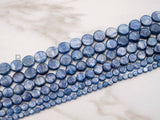 High Quality Natural Kyanite Gemstone beads, 6mm/8mm/14mm Flat Coin Blue Gemstone Beads, 15.5" Full Sstrand, SKU#U2