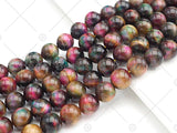 NEW Multicolor Natural Tiger Eye Beads, 4mm/6mm/8mm/10mm/12mm Galaxy Color Tiger Eye, 15.5" Full Strand, Sku#UA93