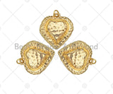 Embossed Heart Shape Pendant/Charm,14K Gold Filled Heart Charm, Necklace Bracelet Charm Pendant,24x26mm,Sku#ZX32