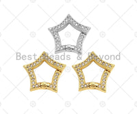 Spring Snap Double Sided CZ Micro Pave Star Push Clasp, Star Link Clasp, Connector Clasp, Star Lock, 15mm, sku#H324