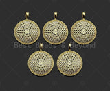 Gold Filled CZ Micro Pave Round Honeycomb Shape Pendant,18K Gold Filled Hive Charm, Necklace Bracelet Charm Pendant,20x27mm,Sku#LK356