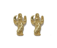 Gold Wolf on Cactus Charm, Sku#Z1463