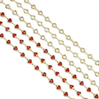 Clear Red Crystal Heart Chain by Yard, sku#LD508