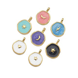 Gold Colorful Enamel Moon Star Heart On Round Coin SKU#Y465