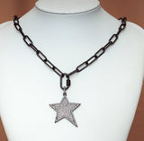 Paperclip chain necklace with star, heart, round disc pendant, sku#CL13