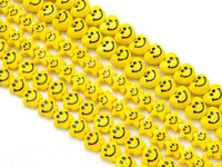 Yellow Smiley Face Ceramic Beads, 15mm, Sku#U1479