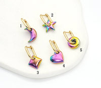 Gold Heart Star Donut Rhombus Hoop Earrings, sku#LX160