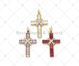 Colorful Big CZ Micro Pave Cross Shape Pendant, 18K Gold Filled Cross Charm, Necklace Bracelet Charm Pendant,Sku#JL61