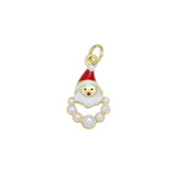 CZ  Enamel White Pearl Santa Claus Charm Pendant, SKU#LK952