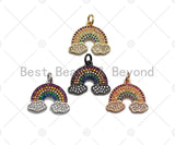 Colorful CZ Micro Pave Rainbow With Cloud Pendant/Charm,Rainbow Cubic Zirconia Pendant, Silver/Gold /Rose Gold/Black Tone,15x18mm,Sku#F1170