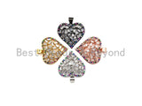 Bagette CZ Micro Pave Filigree Heart Pendant, Heart Shaped Pave Pendant, Gold/Rose Gold/Silver/Gunmetal plated, 28mm, Sku#FH44