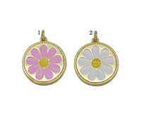 White Pink Enamel Daisy Flower Charm, Sku#L707