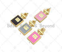 Enamel Colorful Perfume Bottle Shape Pendant,Dianty Gold Enamel Charm, Light Pink Black Grey Pink Enamel Jewelry,12x25mm,Sku#LK291