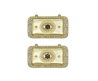 CZ Evil Eye Rectangle Connector Charm, Sku#L654