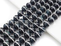 Dark Blue Tiger Eye with Rhinestone Inlaid,6mm/8mm10mm/12mm, SKU#V49