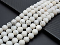 Natural white Lace Agate Beads, 6mm/8mm/10mm/12mm Smooth Matte Round Gemstone Beads, White Lace Agate Beads, 15.5'' Full Strand, SKU#U378