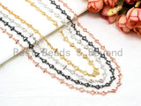 1 Foot/Yard-CZ Beaded Chain-5mm Triangle CZ Beads-Gold Silver Rose Gold Gunmetal Plated Bezel Chain,Bezel Connector Beads,sku#E366