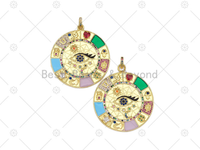 CZ Evil Eye Enamel Charm, 44x48mm,Sku#LK459