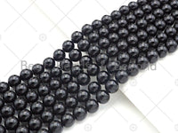 High Quality Natural Black Spinel Round Smooth Beads, 3mm/6mm/8mm Genuine Spinel Beads, 15.5'' Full Strand, Sku#U1156