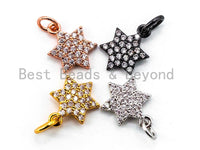 CZ Micro Pave Hexagram Pendant/Charm, Bracelet Necklace Cubic Zirconia David Star Pendant Charm, 8x11mm,sku#Y16