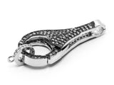 CZ Dual Color Clear Micro Pave Lobster Claw Clasp, 14x33mm, Cubic Zirconia Buckle Clasp/Connector/Link, Beading Supplies, CZ Finding sku#H97