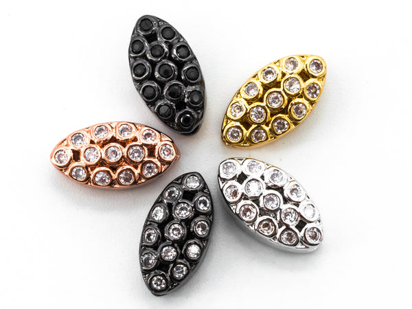 CZ Micro Pave Oval Beads with Clear Crystal for Bracelet/Necklace, Cubic Zirconia Spacer Beads, CZ Pave Charms, 7x13x5mm,sku#G280