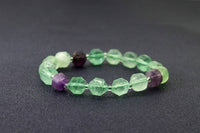 Double Point Fluorite Beads Bracelet,Sku#EF99