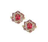 Fuchsia CZ Rose Flower Frame Charm, Sku#LK750