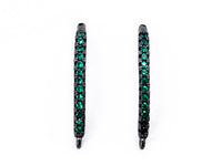 1pair,CZ Micro Pave Earring Wires Hooks, Black/Cobalt/Green/Fuchsia/Violet Cubic Zirconia,Black Rhodium Plated, 19x10mm, sku#J22