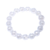 Mystic White Agate Round Faceted Stretchy Bracelet Sku#EF303