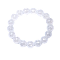 Mystic White Agate Round Faceted Stretchy Bracelet Sku#EF303