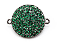 CZ Micro Pave Green Round Disc Connector, 16x20mm, SKU#A44