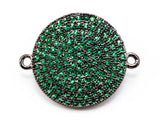 CZ Micro Pave Green Round Disc Connector, 16x20mm, SKU#A44