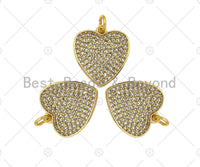 CZ Micro Pave Heart Shape Pendant/Charm,Cubic Zirconia Gold Charm, Necklace Bracelet Charm Pendant,14x15mm, Sku#Z1271