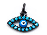 1pc/2pc, CZ Micro Pave Blue Evil Eyes Pendant/Charm, Turquoise Cubic Zirconia Charm for Necklace Bracelet,8x12mm, sku#F338