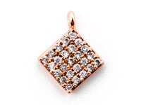 1PC/2PCS CZ Clear Micro Pave 8x10mm Diamond Shaped Charm for Bracelet, Gold/Rose Gold/Silver/Gunmetal plated, Pave Dangle Charms,Sku#B65