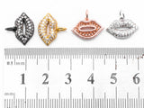 CZ Clear Micro Pave Sexy Lip Pendant/Charm, Cubic Zirconia Pendant,10x15mm, Sku#Y11