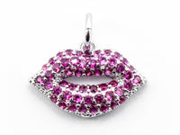CZ Micro Pave Fuchsia Sexy Lip Pendant/Charm, Cubic Zirconia Pendant/charm,10x15mm, 1pc or 2pcs sku#Y12