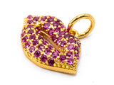CZ Micro Pave Fuchsia Sexy Lip Pendant/Charm, Cubic Zirconia Pendant/charm,10x15mm, 1pc or 2pcs sku#Y12