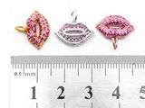 CZ Micro Pave Fuchsia Sexy Lip Pendant/Charm, Cubic Zirconia Pendant/charm,10x15mm, 1pc or 2pcs sku#Y12